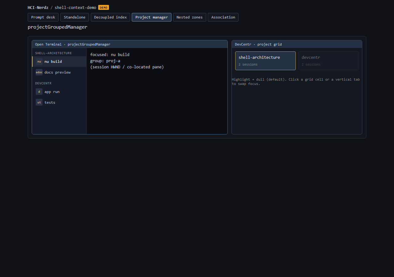 DevCentr grid highlight linked to Open Terminal manager